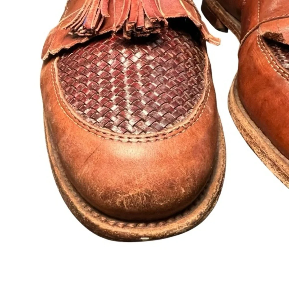 Allen Edmonds Cody Slip On Loafer Tassel Shoes Woven Leather Brown Size 9D 1849